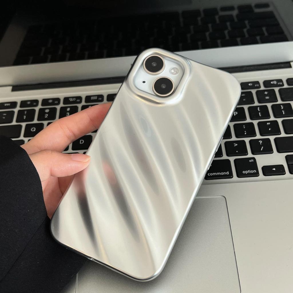Silbernes Wellen-Handyhülle geeignet für iPhone 11, iPhone 12, iPhone 13