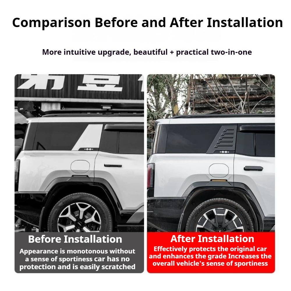 For BYD Leopard 8 Car Rear C-Pillar Decorative Cover Black Sticker Rear Window Protective Decal Exterior Car Accessories