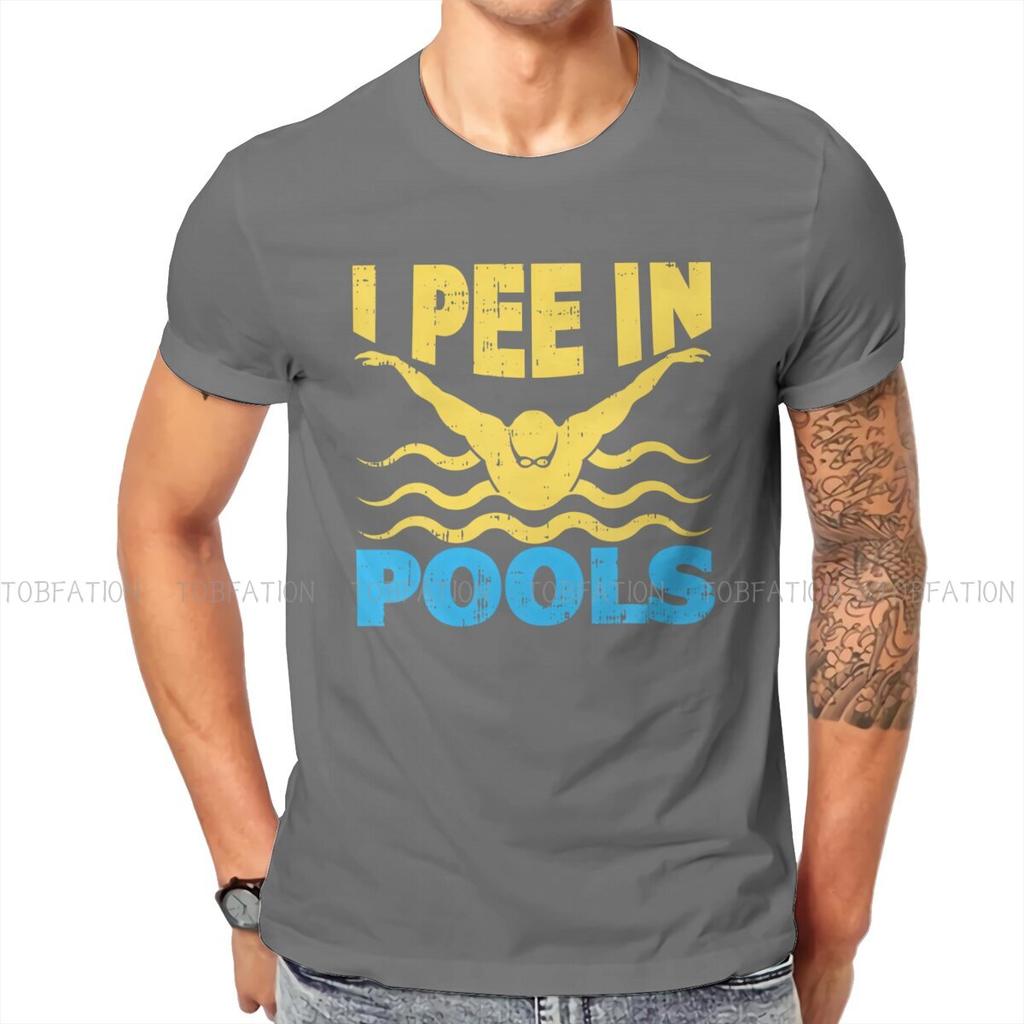 I Pee In The Pool Swimming Lover Swimmer Sarcasm Casual Tshirt Printing Tops Leisure T Shirt Male Short Sleeve Gift Clothes