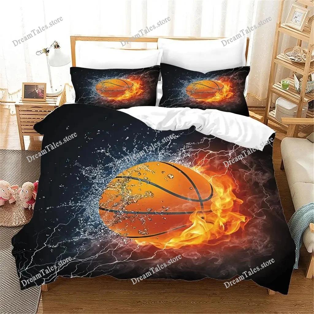 Basketball Duvet Cover Set Hit The Broken Wall Ball Theme Bedding Set for Kids Teens Queen King Size Soft Quilt Cover