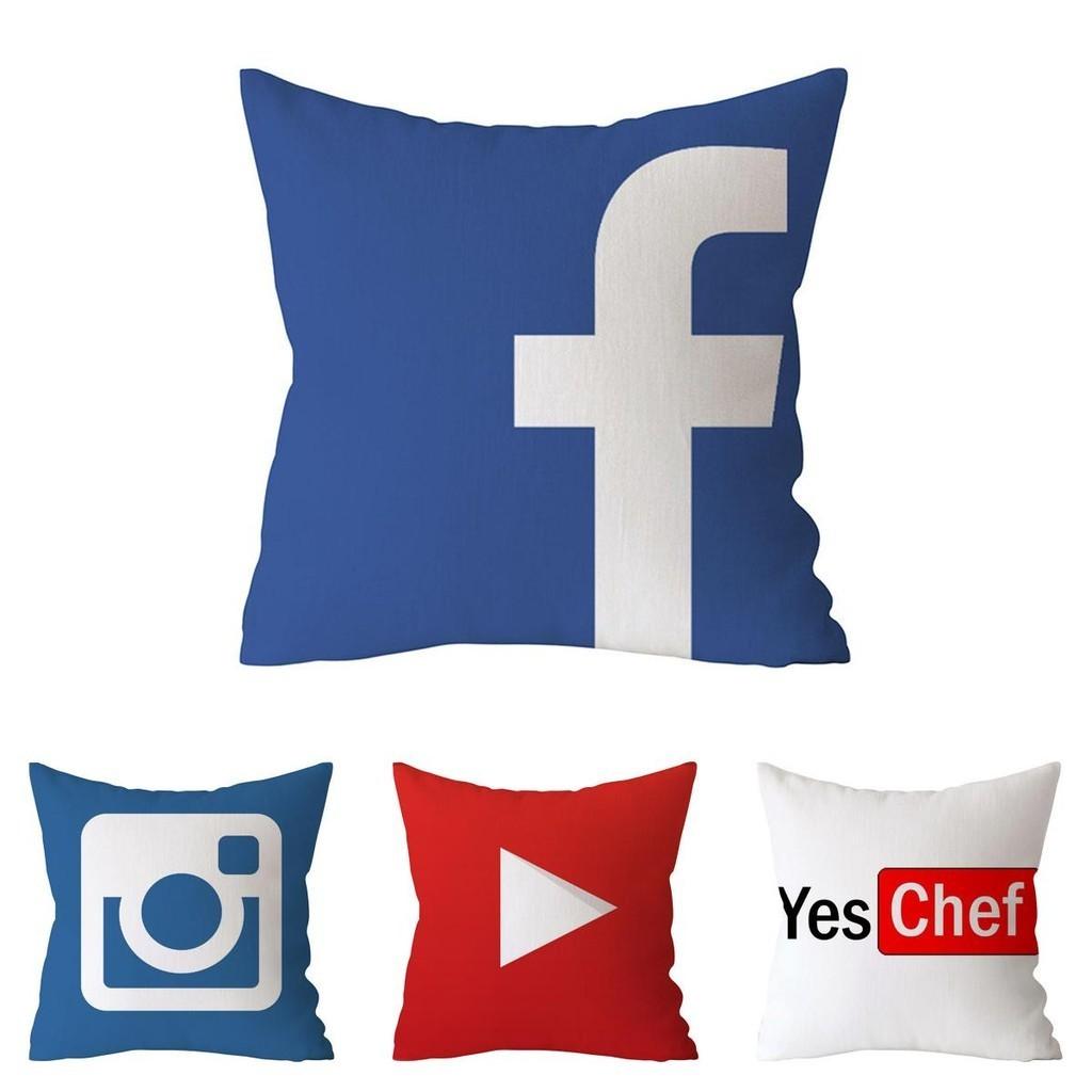 Бавовняна лляна наволочка з унікальним дизайном Youtube Play Movie Video Music Subscribe для декору дому та офісу