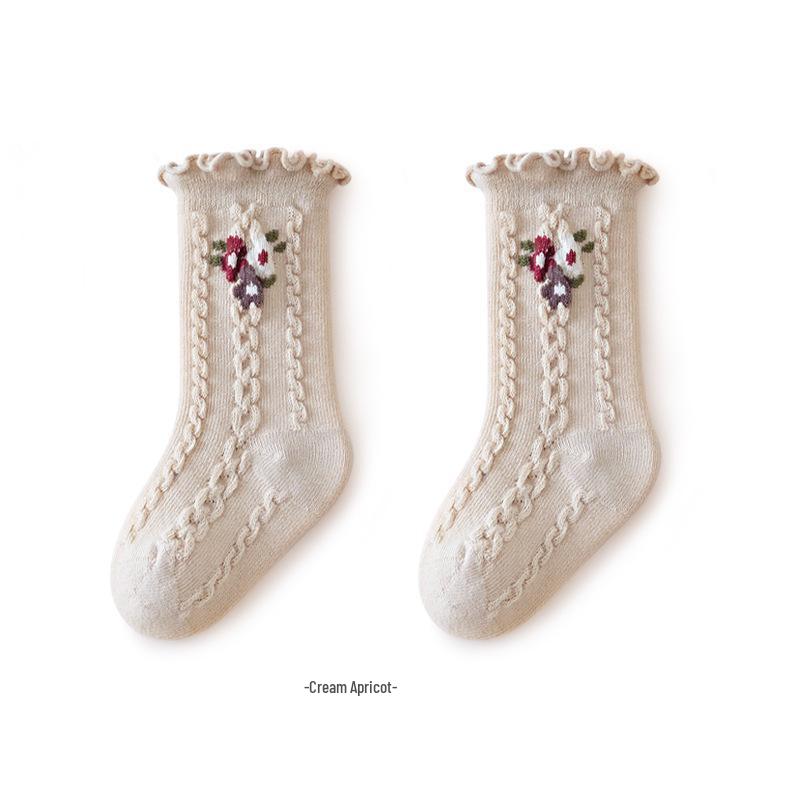 #24 Seamless Ruffled Cotton Baby Socks for Newborns and Infants - Spring/Autumn Princess Style