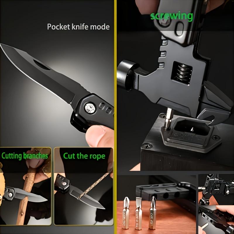 Unealtă Multifuncțională 16-în-1 - Unealtă Multifuncțională Compactă de Supraviețuire DIY cu Șurubelniță, Deschizător de Sticle/Cheie, Cuțit, Cheie Reglabilă, Ciocan Unealtă Multifuncțională