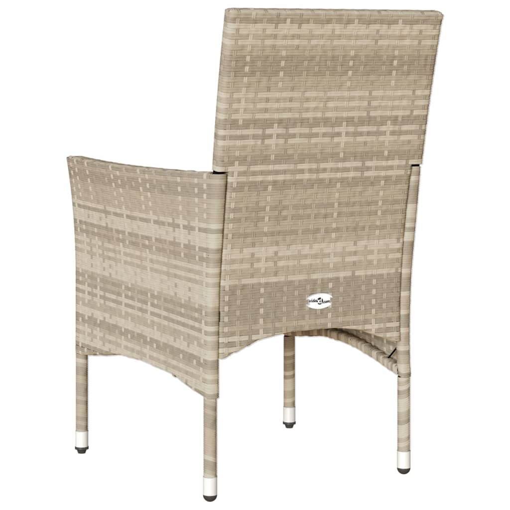 Garden Chairs with Cushions 2 Pcs Light Grey Poly Rattan