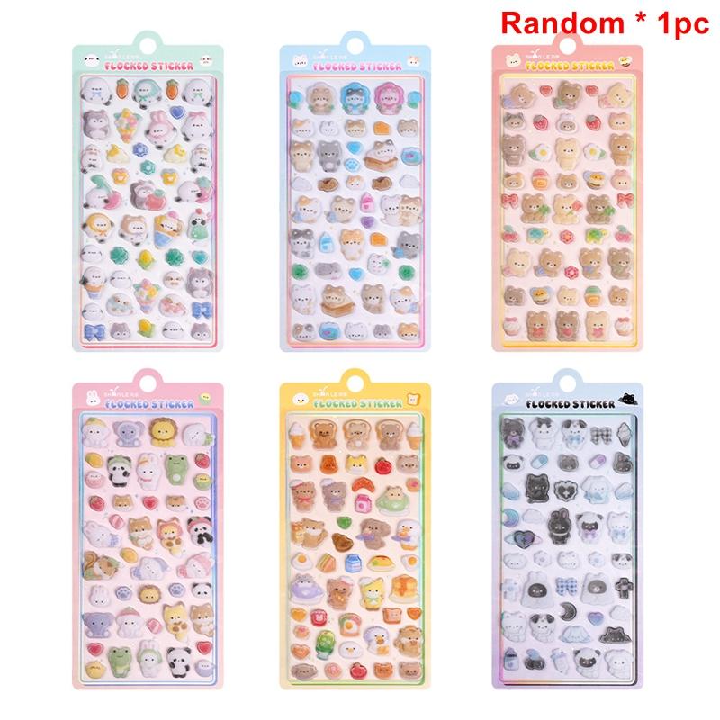 Cartoon Animal Relief Sticker Creative 3D Crystal Stickers For Journal Scrapbook Notebook Laptop Diy Phonecase Decal Pary Decor