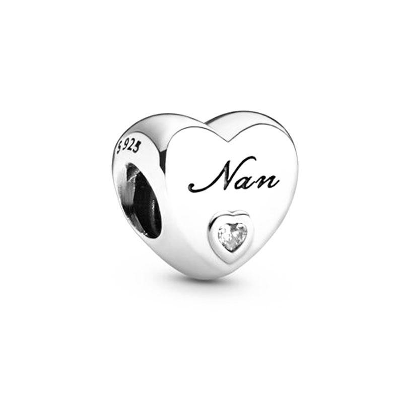 New Copper Charms Heart Love You Forever Mum Auntie Beads Fit Original Bracelet Diy Gift Women