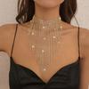 Trendy N9886 Alloy Necklace Stylish And Chic Box Chain With Rhinestones Suitable For Nightclubs And Parties