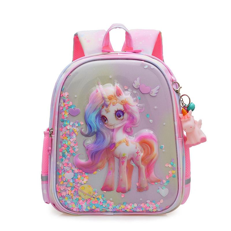 Elsa Einhorn 3D Kinder Schulrucksack Mit Luftpolster-Trägern Für Erstklässler