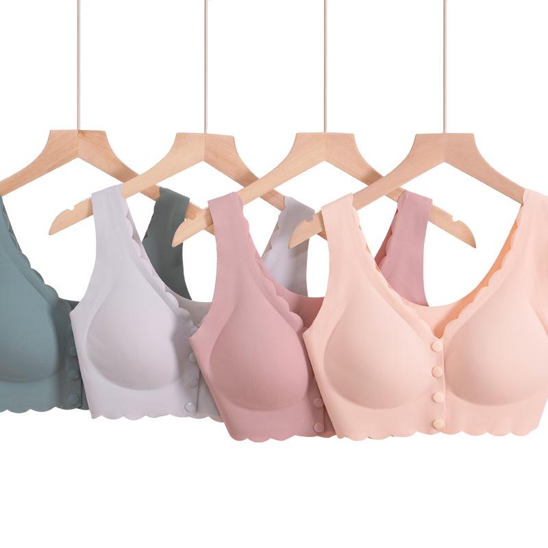 Ice Silk Wireless Bra: Seamless Front-Closure for Middle-aged and Elderly Women