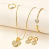 Heart-Shaped Pendant Clavicle Necklace, Earrings, Ring, and Bracelet Bridal Jewelry Set