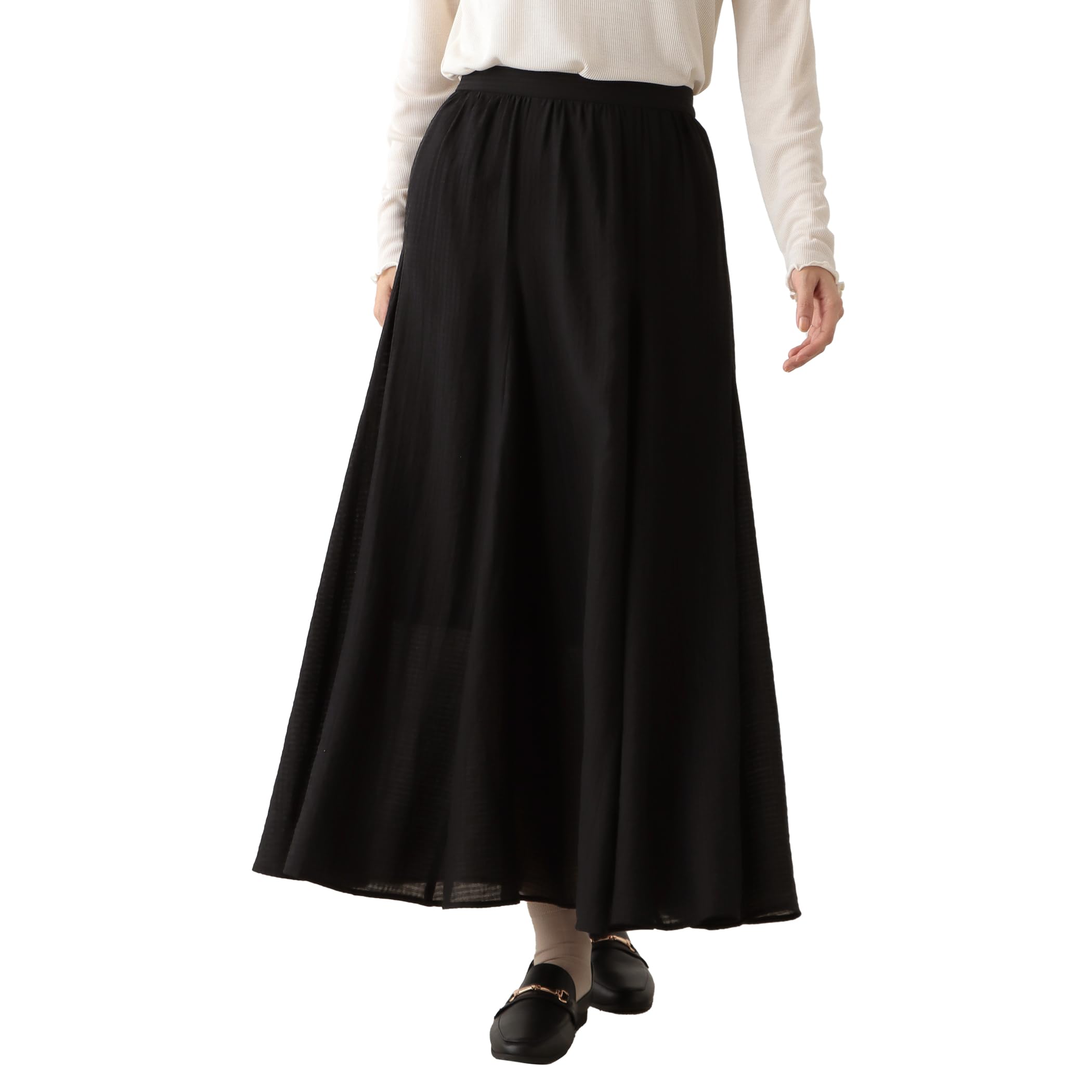 

Afternoon Tea Living HY59 Shadow Check Flare Skirt, Size M, Black