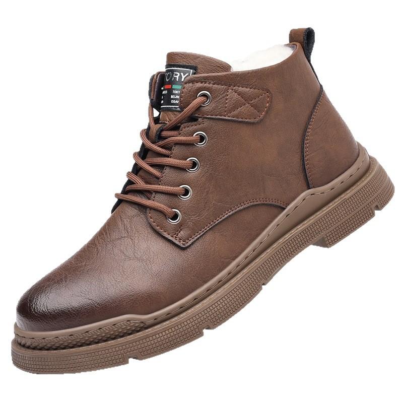 Men's Martin boots fleece thickened warm comfortable simple British winter snow boots