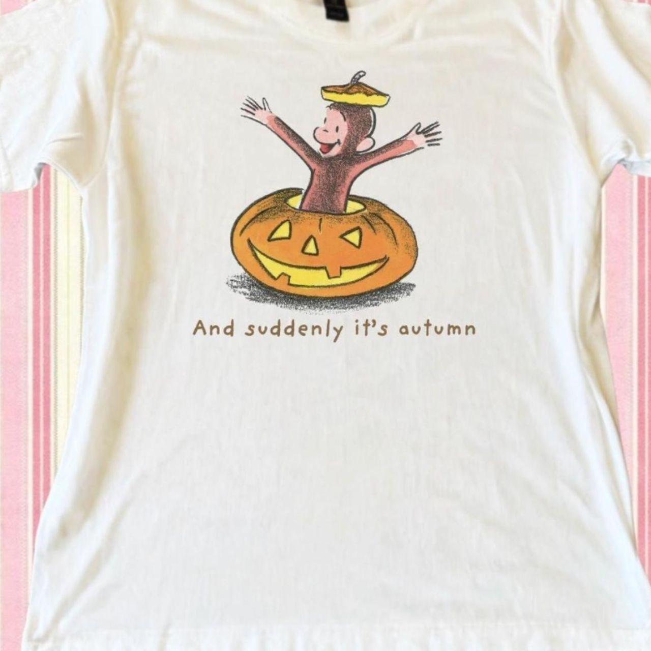 Retro Curious George Pumpkin Unisex Tee S-5XL L