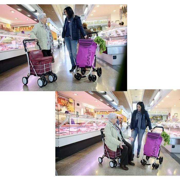 Déambulateur et chariot de course en un pliable avec Siège Panier 29 L Lett 800