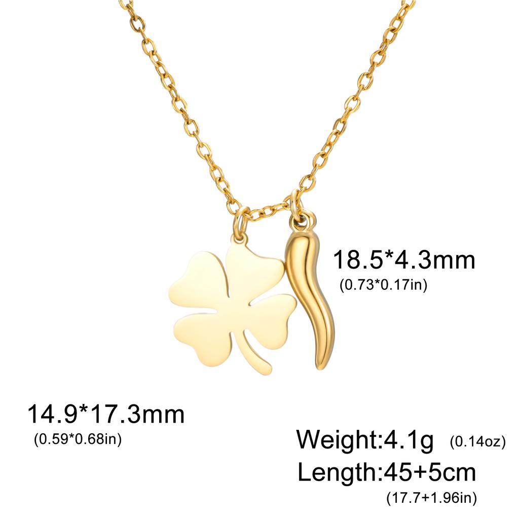 Four Leaf Clover Pepper Necklace for Women Leaves Choker Stainless Steel Pendant Trend Fashion Jewelry Charm Birthday Gifts 2026