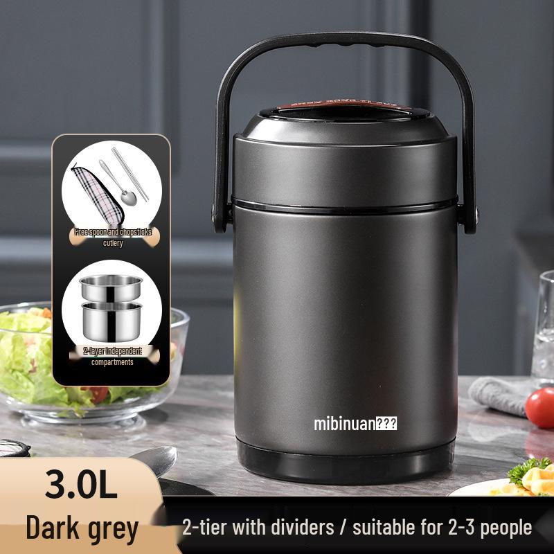 Winter Stainless Steel Insulated Multi-layer Lunch Box - Portable, Large Capacity, Keeps Food Hot for 24 Hours, Perfect for Home or Office.