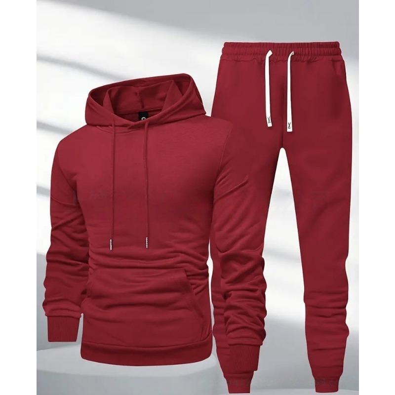 Men's White 2 Piece Tracksuit Hoodie Jogger Set Casual Sportswear