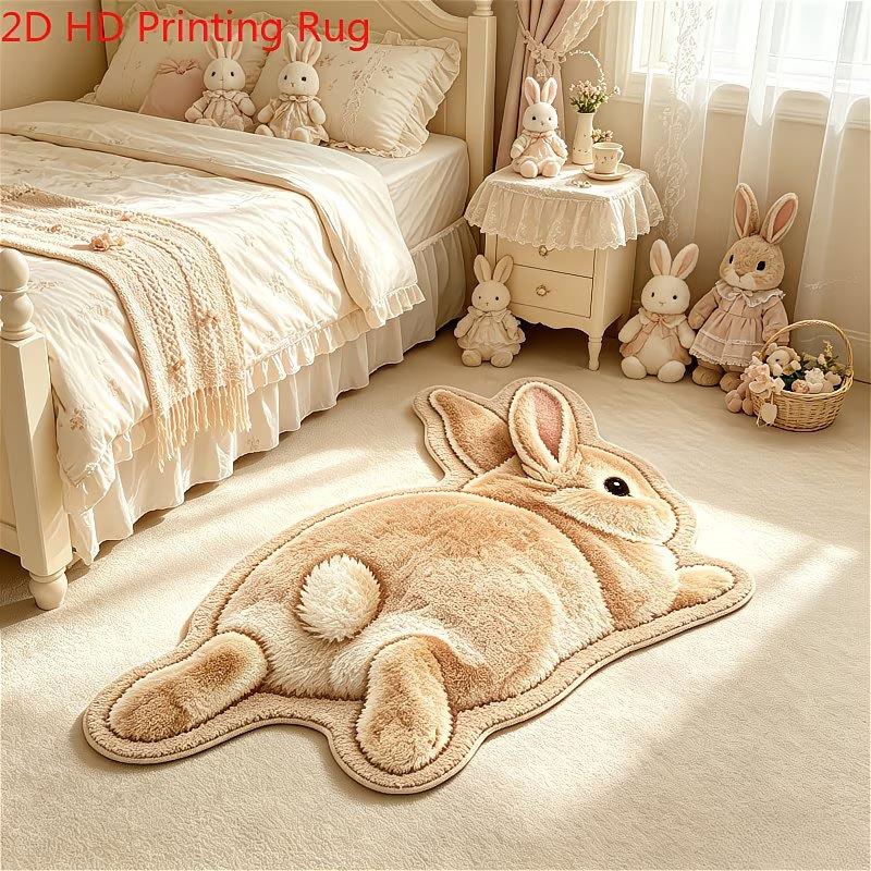 Realistic Cat Faux Cashmere Floor Mat Thickened Bedside Rug Absorbent Bathroom Foot Pad Cute Pet Bedroom Carpet