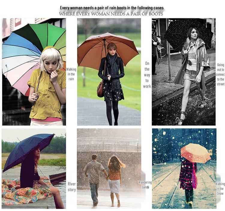 Women's Non-Slip Rubber Rain Boots - Low-Top, Shallow Mouth, Spring & Autumn Fashion Galoshes
