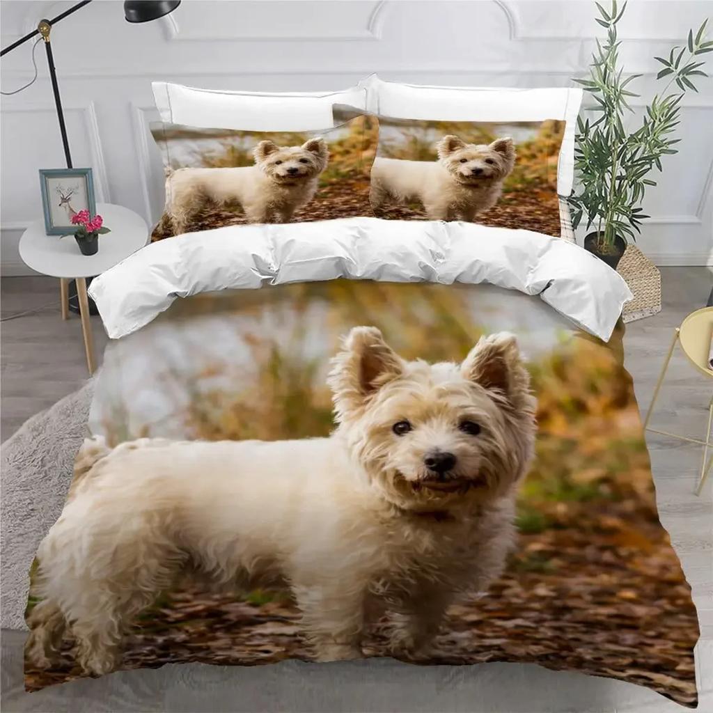 Sött Påslakanset med Maltesisk Hund Husdjur Hundar Tema Sängkläder Mikrofiber Kawaii Djur Täcke Överdrag Twin King För Barn Tonåringar