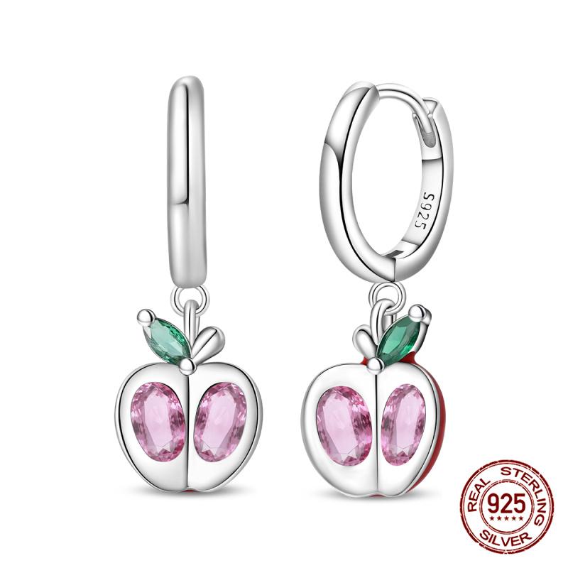 Original 100% S925 Silver Sweet Cherry Strawberry Sweetheart Avocado Women's Earrings Engagement Anniversary Gift