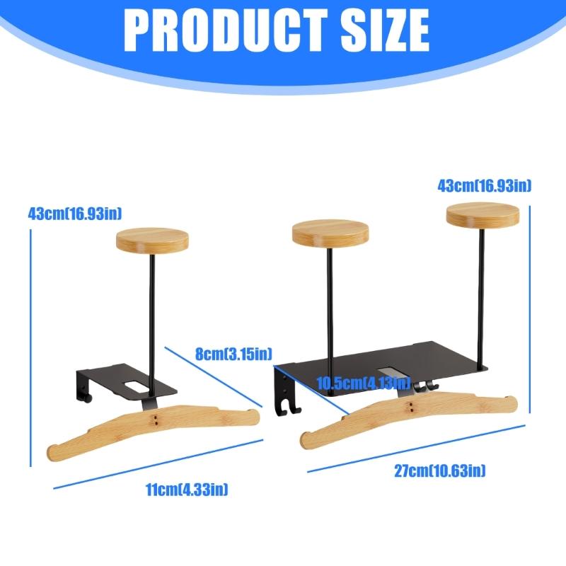 Sturdy Helmets Hanger Featuring Bamboo Wood And Premium Aluminum Design Great For Garage Or Sports Room