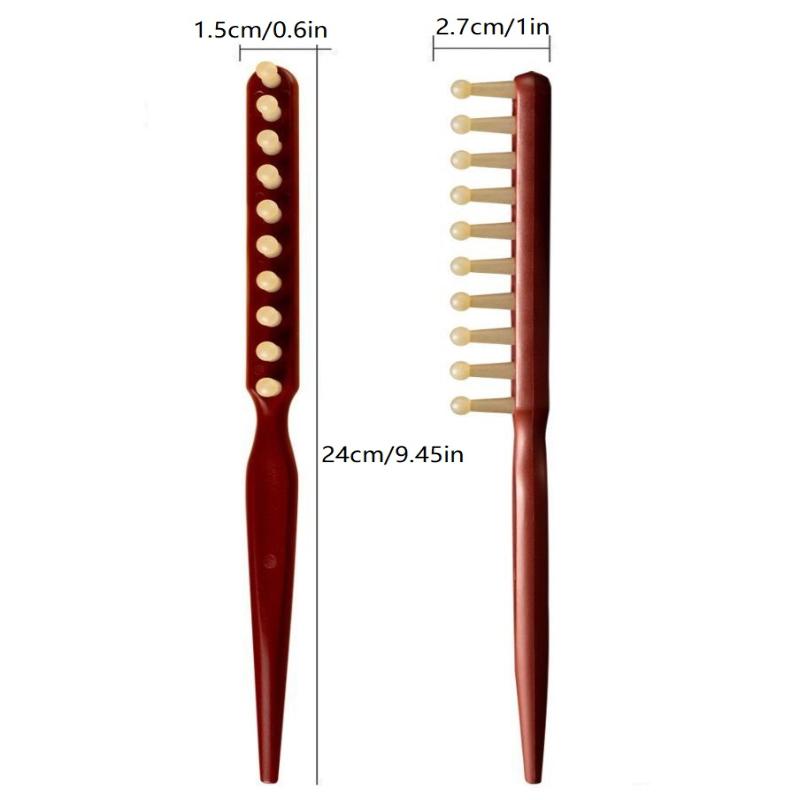 Holzkamm mit langem Griff und breiten Zinken zum Locken und Wellenstylen der Haare, professionelles Salonwerkzeug für schwarzes Haar und Perücken