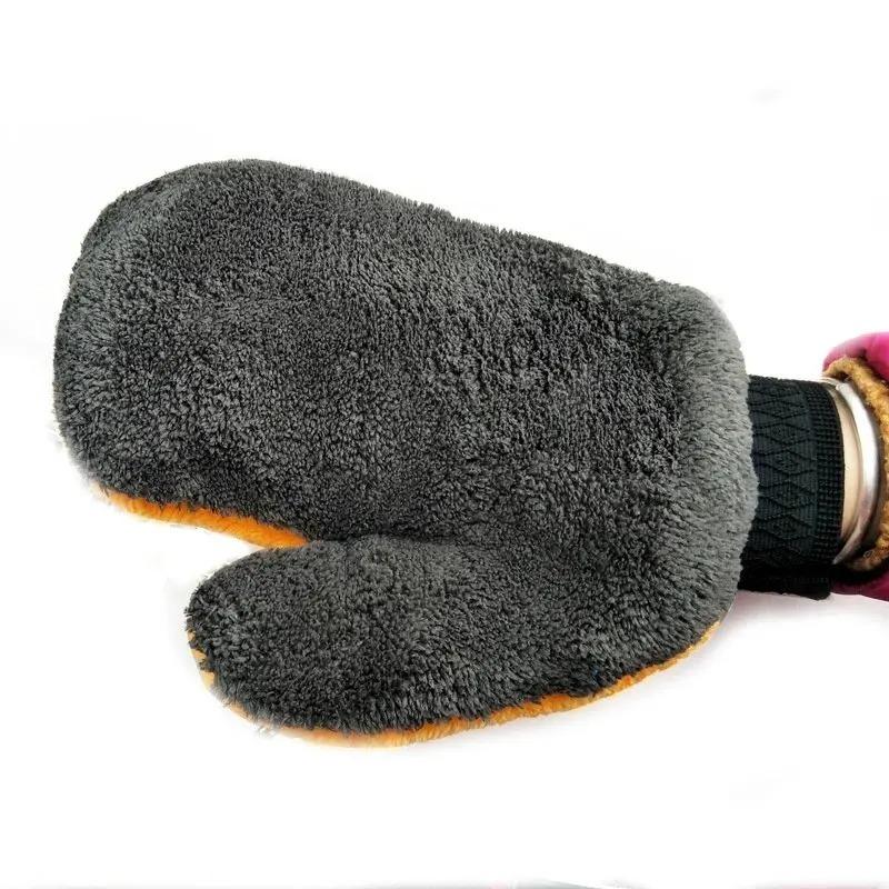 Soft Double-sided Fleece Microfiber Car Washing Gloves Chenille Drying Cloth Thickened Cleaning Glove for Car Body Window Tire