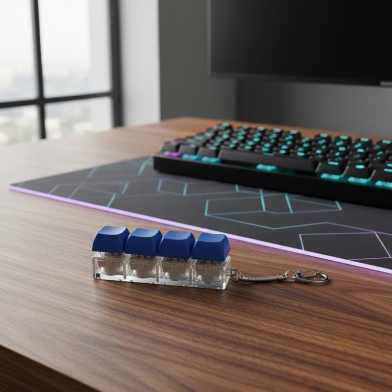 Keycap Four Key Fidget Toy Keychain for Stress Relief Adults Office Comfortable Desktop Gadget