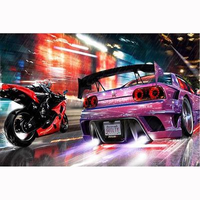 5D fai da te diamante mosaico diamante ricamo motore rosso e auto rosa ricamati a punto croce