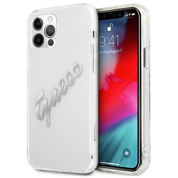 Guess Guhcp12Lktrsvsi Iphone 12 Pro Max 6,7 Transparent Hardcase Vintage Script Silver