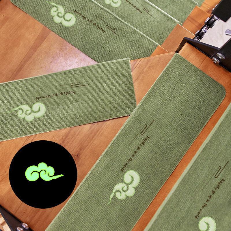 Luminous Self-Adhesive Stair Tread Mats - Splicable, Glue-Free, Solid Wood Protection Carpets