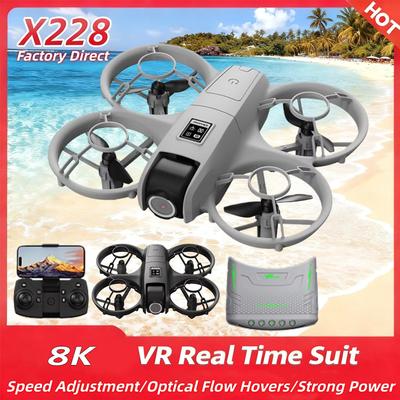 X228 Drohne mit VR-Brille 8K 2.4G WIFI Positionierung Professionelles HD-Luft-RC-Flugzeug HD-Doppelkamera Quadcopter Luftdrohnen Spielzeug