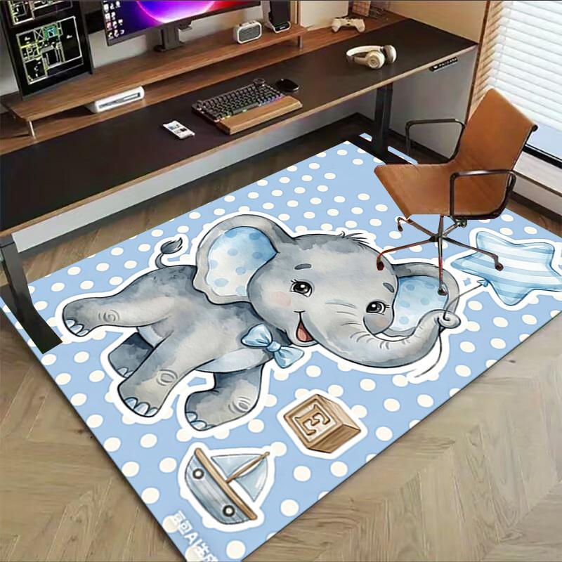 1PC Elephant Non-Slip Floor Carpet Compatible for Office&Living Room&Bedroom&Dining room - Soft & Pattern, Vibrant Colors-H0416