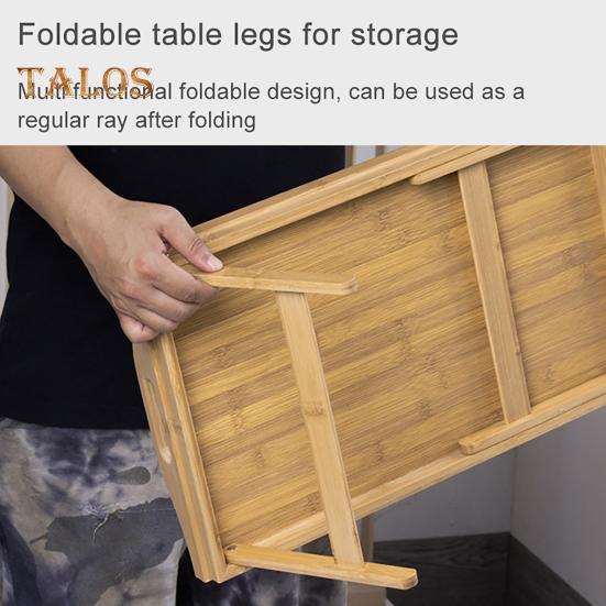 Bed Table Tray with Folding Leg Strong Load-bearing Smooth Edge Burr Free Multifunctional Bamboo Bed Tray Storage Holder