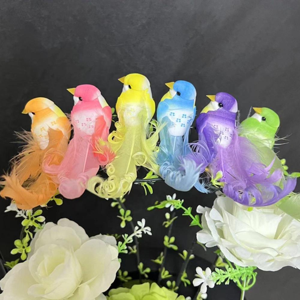 

6PCS Christmas Tree Figurines Decor Fake Bird Statue Xmas Model Birds For Wedding Christmas Home 6pcs Set