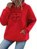 Women's Autumn Winter Loose Casual Letter Heart-shaped Printed Hoodie with Pocket Long Sleeve Women Graphic Aesthetic Sweatshirt