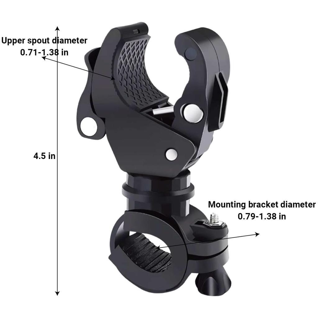 FZCSPEED Sykkel Lommelyktholder - 360 Graders Roterende Sykkellyktholder, Universell Lommelyktklemme for Terrengsykkel, Kamera, GPS