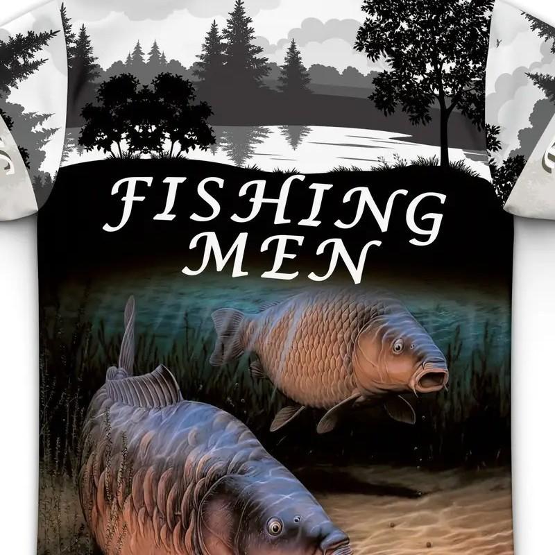 Quick-Dry Long Sleeve Fishing Tee With Print Design Outdoor Hiking Sports Activities