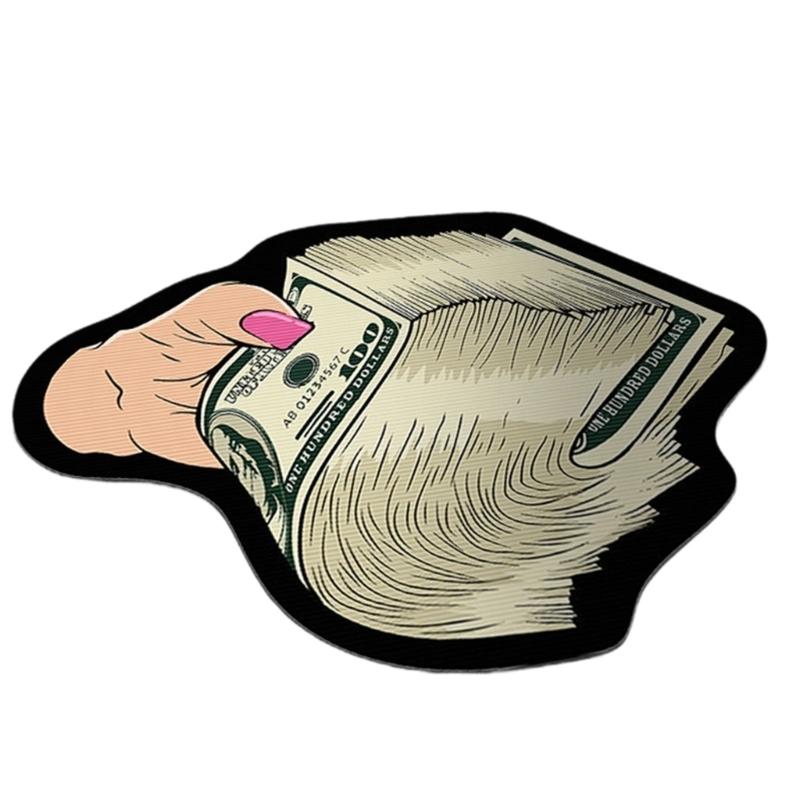 Nonslip Bath Mat Creative Money Shape Carpet Irregular Art Floor Mat for Living Room Bedroom Kitchen Hallway Entry Pad