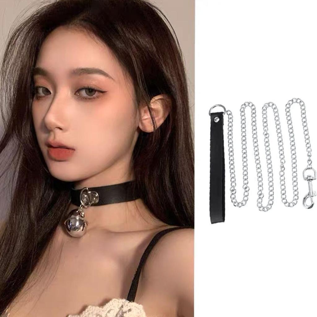 Unisex Leather Punk Chain Choker Necklace: Edgy, High-End Design
