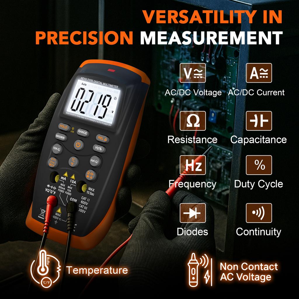 Druckknopf Digitalmultimeter, Elektrische Messinstrumente, Automatische Bereichswahl, Sicheres doppelt isoliertes Design mit Datenhaltefunktion