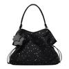Star Print Tote Bag for Women Fashion Handbag with Star Charm Drawstring Detail