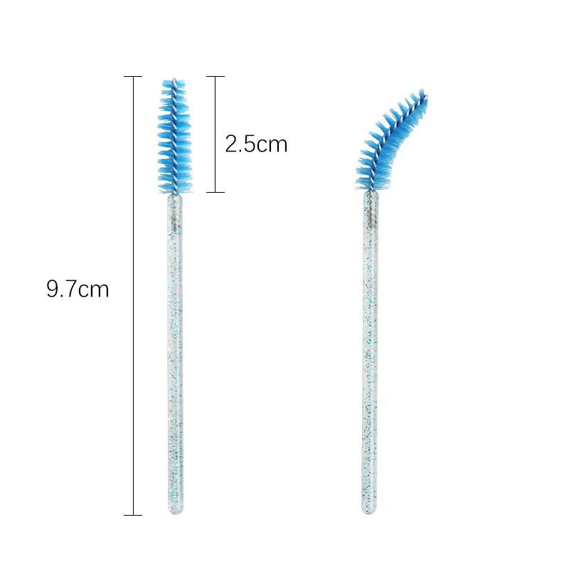 Crystal Handle Disposable Eyelash and Eyebrow Brush - 50 Pack Spiral Comb for Extensions