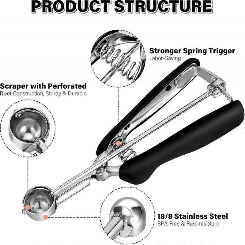 Extra Small Cookie Scoop 1 Tsp, Professional Stainless Steel Mini Ice Cream Scoop 25 Mm, M