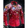 Men's 3D Printed Formal Shirts Christmas Theme  Snowflakes Graphic Turn-DownLong Sleeve Shirt Fashion Men's Shirts