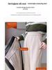 Women's High-Waist Woolen Pants - Fleece Lined, Wide-Leg, Slim Fit, Herringbone Pattern - Plus Size, Autumn/Winter 2024