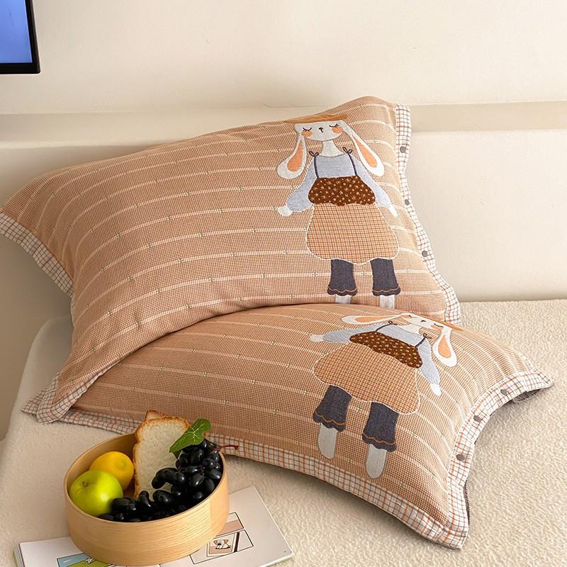 4-Layer Cotton Muslin Pillowcase Set Baby Mom 48x74cm 40s Pure Hypoallergenic Machine Washable