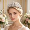 Diamond Bridal Headdress with Comb, Luxurious Crystal Wedding Crown, Suitable for Retro Celebration Ball, Queen Headdress.