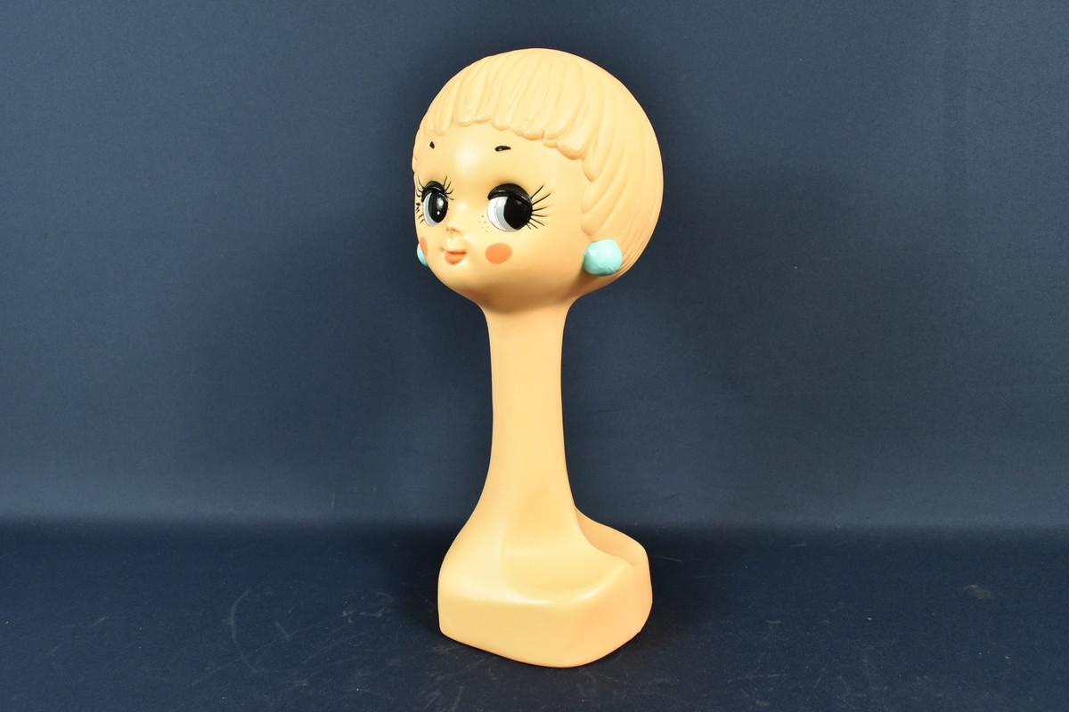 Used Vintage 15.3 Twiggy Mannequin Display Head Stand Retro 60s Japan